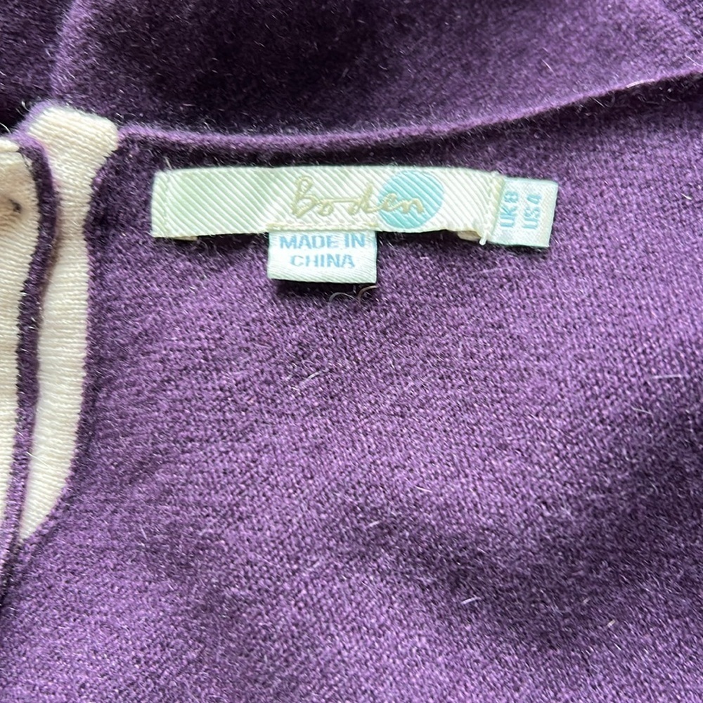 BODEN Cashmere Sweater Button Back Crewneck Long Sleeve Jumper Purple Sz 4 - Picture 6 of 9